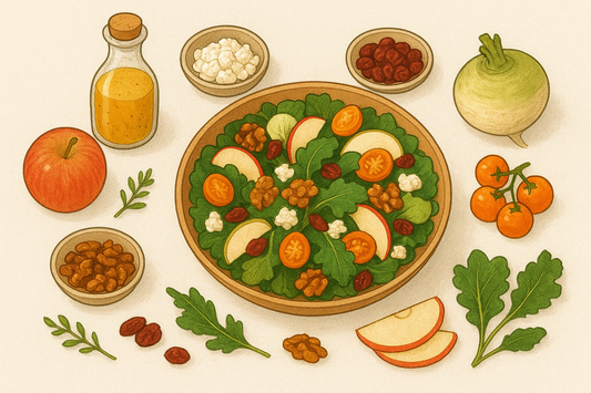 Kale Harvest Salad with Maple-Dijon Vinaigrette